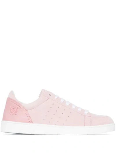 Loewe Soft Branded Suede Trainers In Pink