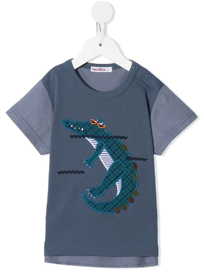Familiar Kids' Crocodile Motif T-shirt In Blue