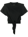 Isabel Marant Zelikia Gathered Cotton Crop Top In Black