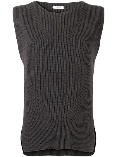 Peserico Ribbed Knit Waistcoat In Grey