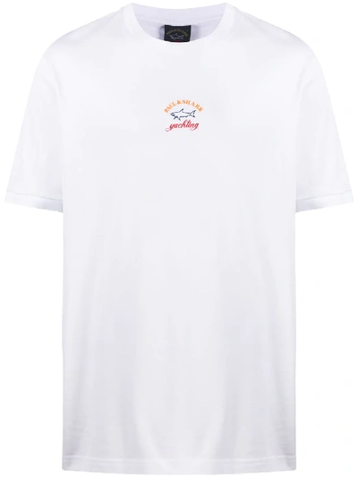 Paul & Shark Crew Neck Printed Logo T-shirt In White