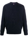 Paul & Shark Crew Neck Logo Patch Sweater In Blue