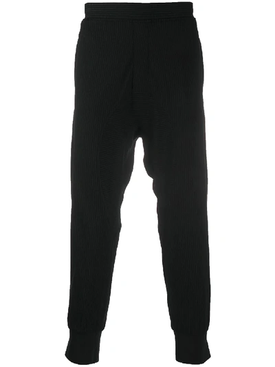 Neil Barrett Bonded Track Trousers W/ Knit Stripes In Black,white