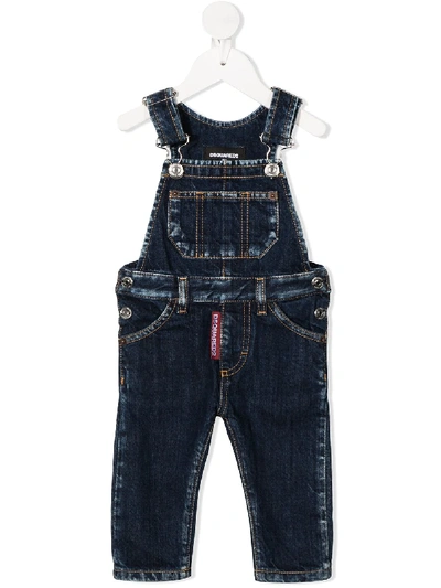 Dsquared2 Babies' Faded Denim Dungarees In Blue