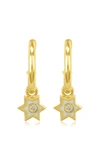 AMRAPALI MINI 6 SIDED STAR 18K YELLOW-GOLD ENAMEL AND DIAMOND HOOP EARRINGS,828563