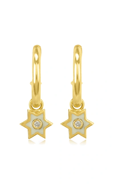 Amrapali Mini 6 Sided Star 18k Yellow-gold Enamel And Diamond Hoop Earrings