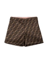FENDI BROWN SHORTS WITH FF PATTERN,11447799