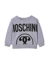 MOSCHINO GREY SWEATSHIRT WITH FRONTAL LOGO,11447777