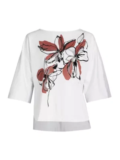 Piazza Sempione Printed Jersey Top In Open White