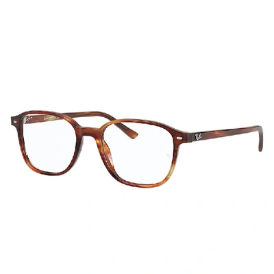 Ray Ban Leonard Optics Eyeglasses Striped Havana Frame Clear Lenses Polarized 49-17