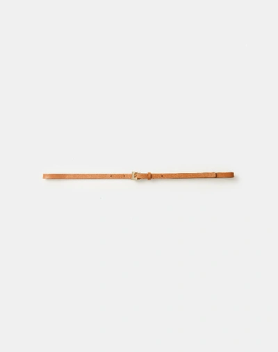 Lafayette 148 New York L-beam Leather Skinny Belt In Brown
