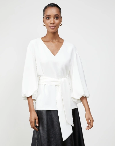 Lafayette 148 Plus-size Finesse Crepe Astley Blouse In White