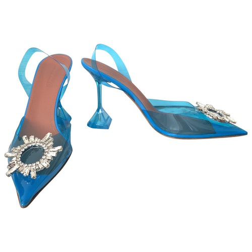 amina muaddi blue heel