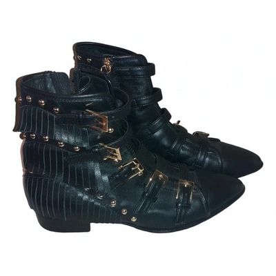 Pre-owned Giuseppe Zanotti Leather Buckled Boots In Black