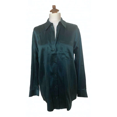 Pre-owned Equipment Green Silk  Top
