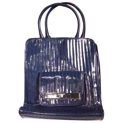 Pre-owned Ted Baker Blue Patent Leather Handbag