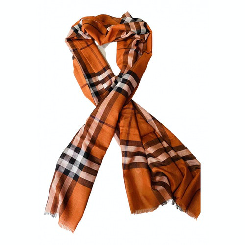PreOwned Burberry Orange Wool Scarf ModeSens