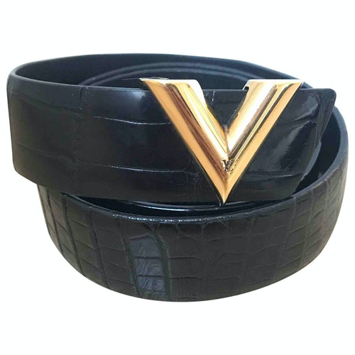 Pre-Owned Louis Vuitton Black Crocodile Belt | ModeSens