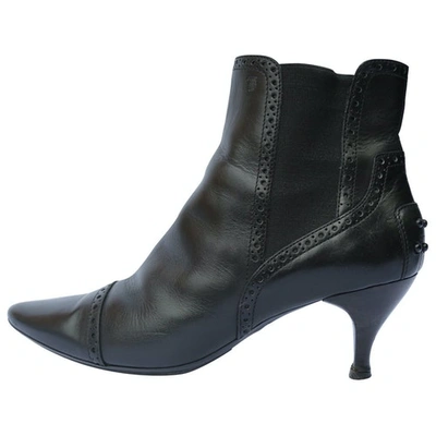 Pre-owned Tod's Black Leather Ankle Boots