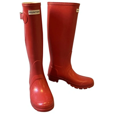 Pre-owned Hunter Red Rubber Boots
