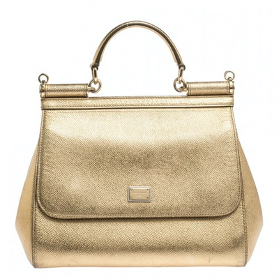 Pre-owned Dolce & Gabbana Sicily Metallic Leather Handbag