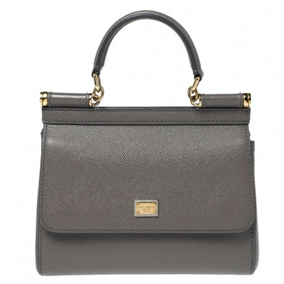 Pre-owned Dolce & Gabbana Sicily Grey Leather Handbag