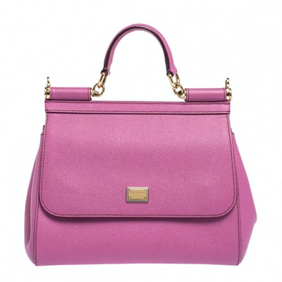 Pre-owned Dolce & Gabbana Sicily Pink Leather Handbag