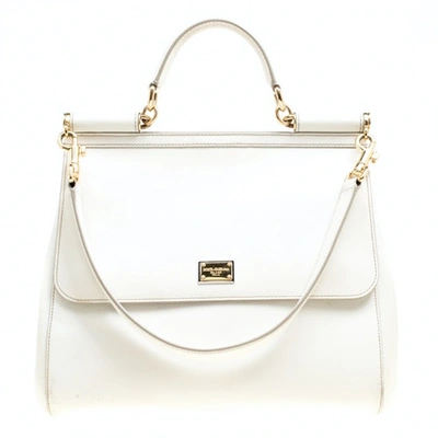 Pre-owned Dolce & Gabbana Sicily White Leather Handbag