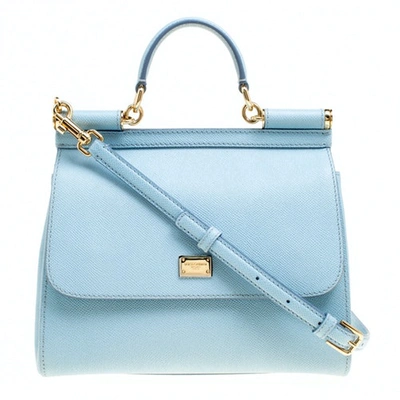 Pre-owned Dolce & Gabbana Sicily Blue Leather Handbag