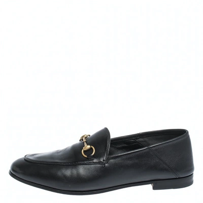 Pre-owned Gucci Jordaan Black Leather Flats