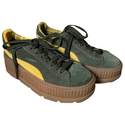 Pre-owned Fenty X Puma Green Suede Trainers