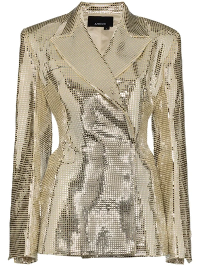 Anouki Double-breasted Sequin Blazer In Neutrals