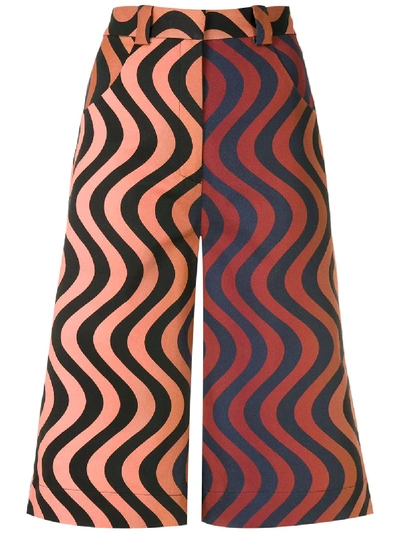 Andrea Marques Wave Print Bermuda Shorts In Multicolour