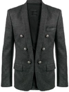 Balmain Decorative Button Blazer In Grey