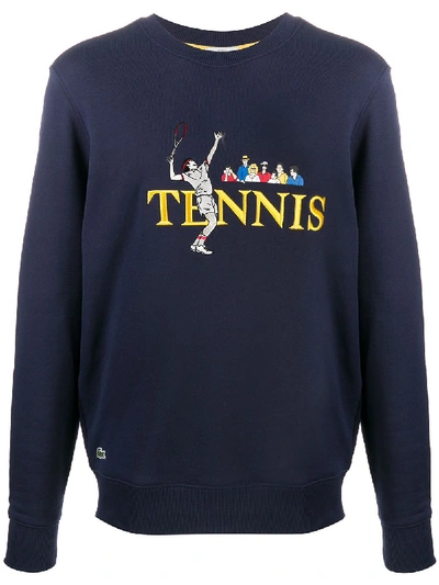 Lacoste Tennis Loose Fit Sweater In Blue