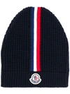 MONCLER WEB DETAIL KNITTED BEANIE