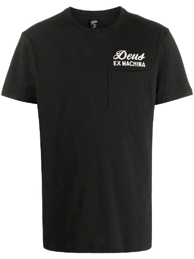 Deus Ex Machina Logo-print Pocket T-shirt In Black