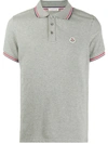 Moncler Short-sleeved Polo Shirt With Logo In Grey