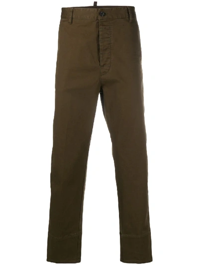 Dsquared2 Logo Plaque Chino Trousers In Green
