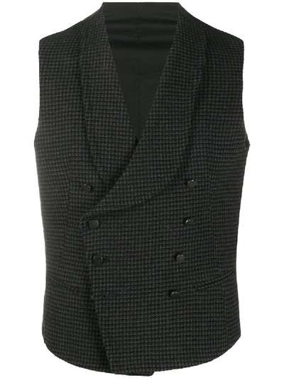 Tagliatore Houndstooth Pattern Waistcoat In Black