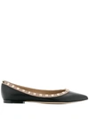 Valentino Rockstud Patent Leather Ballet Flats In Black