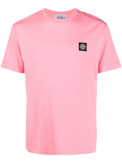 Stone Island Compass-patch T-shirt In Pink