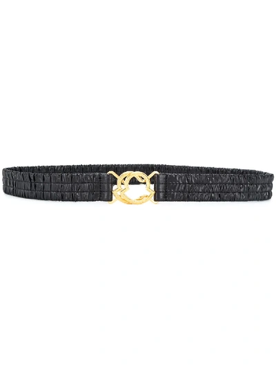 Moncler Ruched Logo-plaque Belt In Black