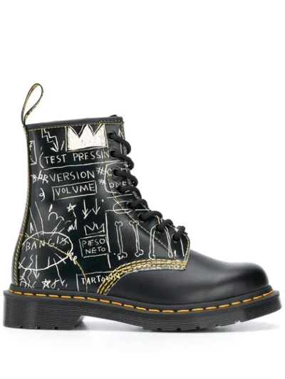 Dr. Martens' 1460 Basquiat 8-holes Combat Boot Made Of Black Leather With White Graffiti