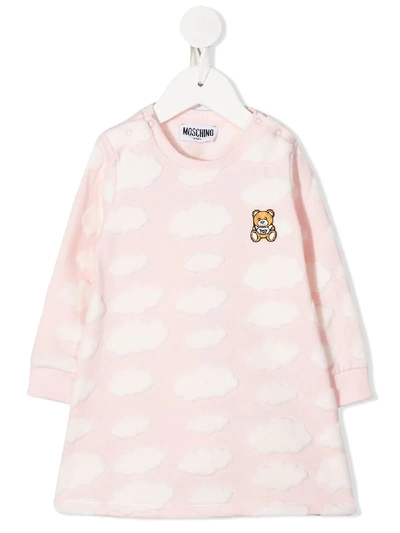 Moschino Babies' 3d Clouds Sweater Dress In Pink