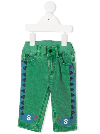 Stella Mccartney Babies' Snake Print Jeans In Green