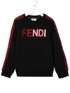 Fendi Teen Logo Embroidered Sweatshirt In Black