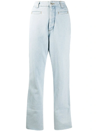 Loewe Scalloped Hem Straight Leg Jeans In Blue