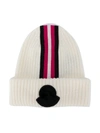 MONCLER tri-colour stripe logo beanie