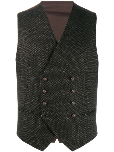 Tagliatore Klaus Woven Fitted Waistcoat In Brown